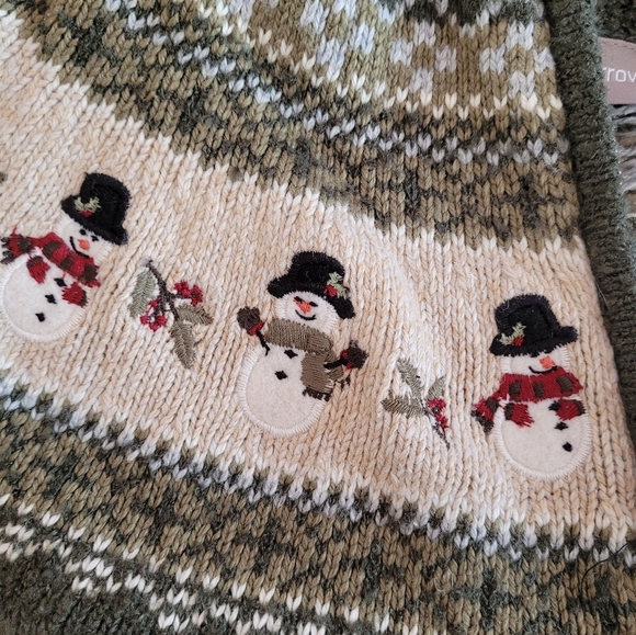 Vintage Croft & Barrow Christmas Silk Blend  Sweater Petite M Cardigan Women - Picture 3 of 8